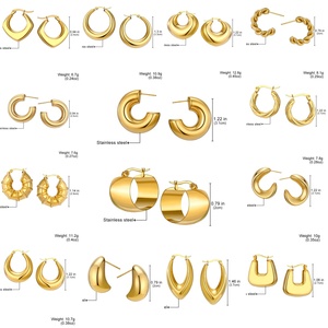 <span class=keywords><strong>Orecchini</strong></span> Grandi Traforati in Acciaio Inossidabile 316 Placcati <span class=keywords><strong>Oro</strong></span> 18K PVD, Gioielli Impermeabili Anallergici e Inossidabili - Product Image 2
