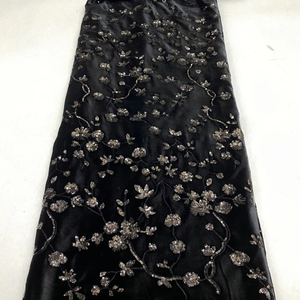 Velours <span class=keywords><strong>bas</strong></span> 3mm paillettes broderie exquis manteau pardessus femmes robe Cheongsam paillettes tissu brodé - Product Image 1