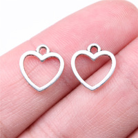 Pendentif Cœur Ouvert 12x11mm en Alliage de Zinc Argent Vieilli pour Collier d'Amour de la Saint-Valentin