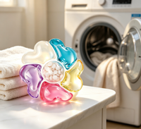 Lessive en capsules solubles en PVA à forme de fleur, conception multi-chambres, pour usine OEM personnalisée