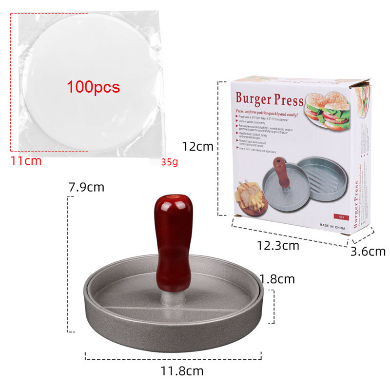 Pressa per hamburger grigia B da 150 g + carta oleata