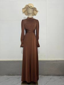 Robe pour femme élégante à manches longues en satin 2025 européen, américain et asiatique avec cintrage à la taille - Product Image 4