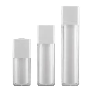 Luxury 20ml 30ml 50ml square rotating airless plastic bottle coasmetic packaging emulsion and essence oil bottle