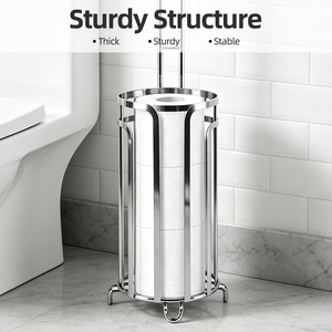 Support de rangement vertical pour <span class=keywords><strong>papier</strong></span> <span class=keywords><strong>toilette</strong></span> en fil de fer chromé avec étagère supérieure pour salle de bain - Product Image 4