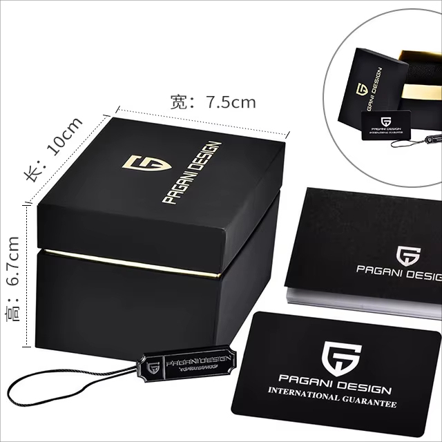 Pagani Design Minimalist Black Watch Box Set Luxury Protective Case Instructions Paper Accessories for Men Box Watch Case