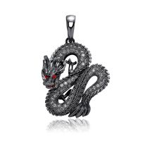 Feng Shui Dragon Buz Disari Kubik Zirkonya Hip Hop mode charme cadeau ile Cin Heykel Ejderha Kolye Kolye