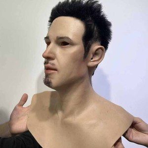 Máscara Facial Masculina Realista de Silicona con Cabello |   Máscara <span class=keywords><strong>Completa</strong></span> para Disfraces, Cosplay y Fiestas - Product Image 5