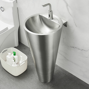 Évier conique sur pied moderne en acier inoxydable 304 avec drain, lavabo <span class=keywords><strong>de</strong></span> luxe autoportant pour salle <span class=keywords><strong>de</strong></span> bain, hôtel, bar, KTV, usage commercial et artistique - Product Image 4