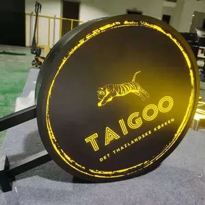 LOGO in metallo luminoso personalizzato con scatola luminosa a LED per esterni a parete in acciaio inossidabile spazzolato titanio