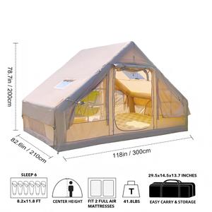 Inflatable Camping <strong>Tent</strong> 4/<strong>5Person</strong> Large Double Layer Oxford Stove Jack Quick Setup Two Doors Pump Waterproof Living Room - Product Image 1