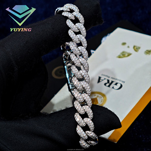 Fashion Hip Hop Jewelry 925 Silver 10MM 2rows Cuban Link Chain Luxury GRA Certificate Iced Out VVS D Color Moissanite <b>Bracelets</b> - Product Image 5