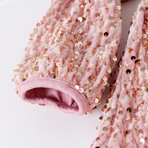 Pronto per la Spedizione, Disponibile in Magazzino: Abito da Festa per Bambine Primaverile, Casual, con Stampa e Paillettes Rosa Scuro, Maniche Lunghe - Product Image 4