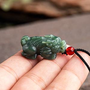 Pendentif en jade néphrite naturel de Hotan, Pixiu en jade cyan, design original, style chinois, cadeau avec certificat d'évaluation HT02 - Product Image 3