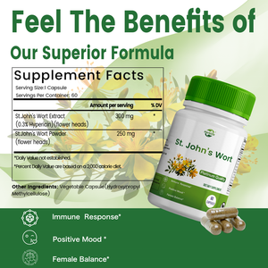 HACCP OEM ODM St John's Wort Supplement capsules ส่งเสริมความสมดุลทางอารมณ์และการตอบสนองต่อความเครียด - Product Image 2