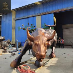 Artesanía de metal grande personalizada de fábrica-Diseño famoso Acero inoxidable Bronce Wall Street Bull Escultura <span class=keywords><strong>Ganado</strong></span> al aire libre pulido - Product Image 3