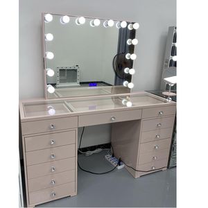 DISPONIBILE NEL MAGAZZINO USA: Graziosa Toeletta Rosa con 13 Cassetti e Molteplici Spazi di Archiviazione, Adatta per Soggiorno e Camera da Letto - Product Image 1