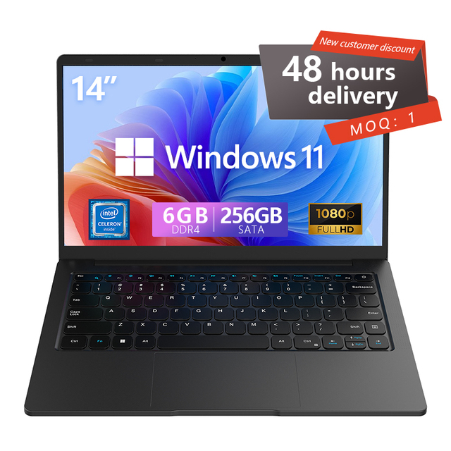 Hot Sale Brand New Laptop 14Inch Intel N4000 6GB RAM 64GB 128GB 256GB 512GB 1TB SSD Business Notebook Portable Laptop Computer