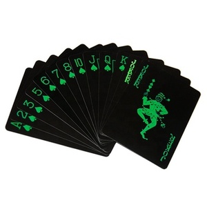 100 New Quality Custom Green And Black Waterproof 100 Poker Plastic PVC Playing Cards