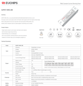 Euchips EUP15T-1HMC-280 15W 280-450mA Triac Constant Current LED Driver 9-42V Output for <b>Downlight</b> - Product Image 2