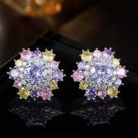 Set Perhiasan Kalung dan Anting Liontin Zirkon Berlapis Emas Kristal Salju Unisex, Hadiah Pernikahan/Pesta, Tembaga, Perhiasan Trendy