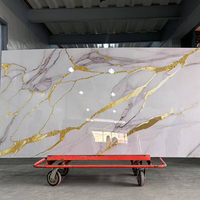 Panneau mural en PVC artistique de haute qualité au design moderne, finition brillante, styles dorés multiples, épaisseur, feuille de marbre, feuille de marbre UV