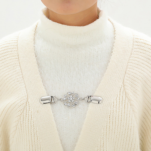1 pièce rétro Cardigan Clip Cape châle chemise pull col canard Clip perle strass Blouse boucle vêtements décoration broche épingle - Product Image 2