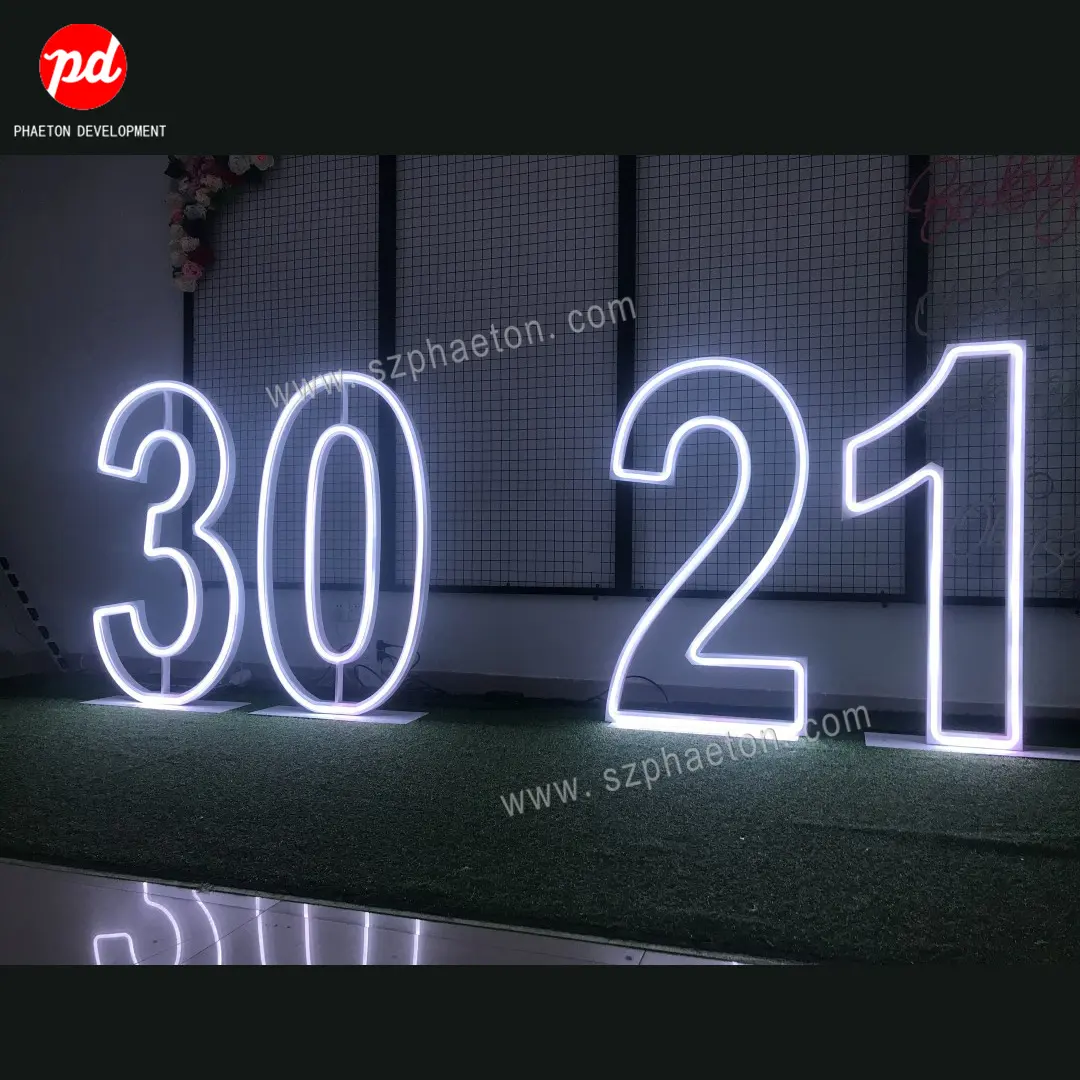 Suministros de fiesta de 21 cumpleaños, 21 números de neón, marquesina Led, luces de neón para decoraciones de fiesta de cumpleaños