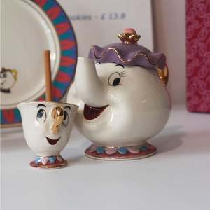 M <span class=keywords><strong>Tetera</strong></span> japonesa de La Bella <span class=keywords><strong>y</strong></span> La Bestia Taza de té chapada en oro de cerámica Mrs. Potts <span class=keywords><strong>Chip</strong></span> Tea Bag Mrs. Gift Teapot Set - Product Image 3