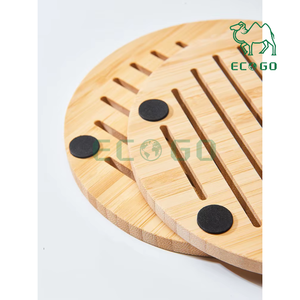 ขาตั้งสามขาไม้ไผ่พร้อมแผ่นกันลื่นขาตั้งสามขาสำหรับวางบนโต๊ะสำหรับหม้อร้อนและจาน - Product Image 3