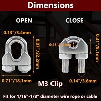 Collier de serrage pour câble métallique en acier inoxydable M3 de 1/8 pouce, Chine, système impérial/métrique