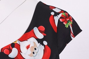 Abito <span class=keywords><strong>Natalizio</strong></span> da <span class=keywords><strong>Donna</strong></span> con Scollo a V e Maniche Stampate, Modello Svasato del Produttore - Product Image 6