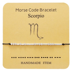 Wish Card Silver Jewelry Beads Taurus <strong>Bracelet</strong> 12 Zodiac Signs <strong>Morse</strong> <strong>Code</strong> Cipher Couple Customized <strong>Bracelet</strong> - Product Image 3
