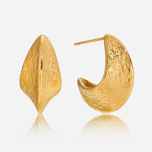 <b>Cuff</b> <b>Earrings</b> 18K Gold Plated Hammered Texture Geometric Design Fashion Jewelry - Product Image 1