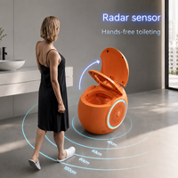 WC intelligent monobloc avec réservoir d'eau intégré, chasse d'eau automatique par capteur, siège chauffant en céramique, télécommande, siphon en S, à poser au sol