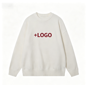 Sweat-shirt en coton à col rond pour femme, anti-boulochage, à manches longues, tricoté, coupe classique, décontracté, uni - Product Image 2