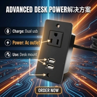 Multiprise de bureau encastrable avec ports de charge USB et prises secteur AC standard US, modules de ports personnalisables