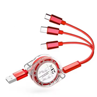 Multiple 3 en 1 Câble rétractable pour téléphone portable Micro Type C Câble de charge d'extension USB Logo personnalisé