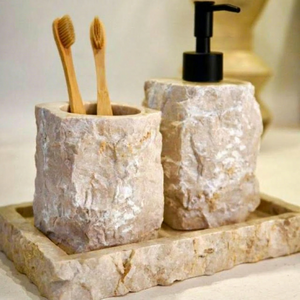 Natural Crafts Marble Five-piece Modern High Quality Waterproof Easy Clean Bathroom Set Vanities <b>Toothbrush</b> <b>Holder</b> Lotion - Product Image 1