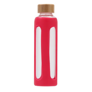 Venda quente <span class=keywords><strong>350ml</strong></span>/500ml/600ml Garrafa De Água De Vidro com Manga De Silicone e Tampa De Bambu Garrafa Beber De Vidro para Chá Café - Product Image 3