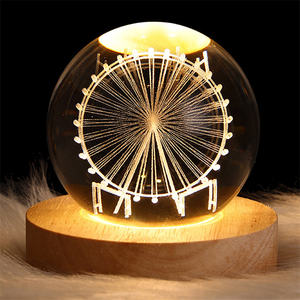 Creative New Unique Gift Led Light Bedroom Fun Atmosphere <strong>Magic</strong> Crystal Ball Planet Moon Night Lights With Wood Base - Product Image 5