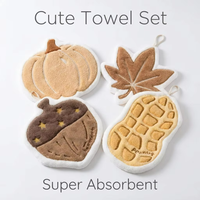 Kawaii Irregular Food Shape Hand Towel Super Absorbent Coral Fleece Washcloth for Bathroom Kitchen Holiday Gift