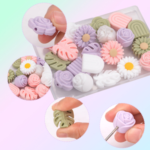 Wholesale Food Grade Diy Keychain and Pen Making Rose Flower <strong>Silicone</strong> <strong>Beads</strong> - Product Image 6