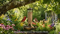 Mangeoire à oiseaux suspendue en plastique transparent, écologique, résistante aux intempéries, avec perchoirs, pour jardin et extérieur, facile à remplir, style antique