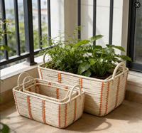 Panier de rangement rectangulaire moderne en corde de papier tressé à la main, multi-usages, avec poignées, écologique, de haute qualité, personnalisable