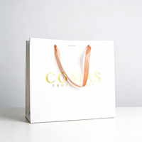 Sacs cadeaux de luxe en carton blanc avec logo personnalisé, sacs en papier pour parfums avec dorure à chaud, directement de l'usine, pour corde en coton certifié