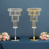 Décoration de Mariage Centre de Table Support de Fleurs en Métal Cristal Acrylique Argenté Doré pour Fête et Mariage