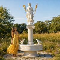 Fontaine de Luxe en Marbre, Statue de la Déesse Aestivus, Motif Tournesol, Blé et Passerelle, Fontaine d'Eau pour Hôtels, Villas, Jardins et Parcs