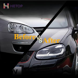 Faros Delanteros HETOP Golf 5 2003-2010, Actualización LED DRL, Estilo Ojo de Demonio Dorado, Lámpara Delantera Modificada, Accesorios para Automóviles VW - Product Image 2