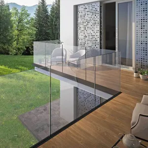 Balaustrada de canal en u de aluminio, 6 + 6mm, vidrio laminado templado para paneles de barandilla de cubierta