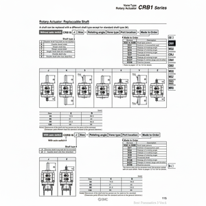 Produit de vérin d'actionneur rotatif SMC Pneumatics CRB1BW100-90D - Product Image 1